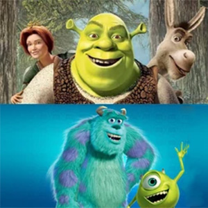 Shrek and Monsters Inc movies