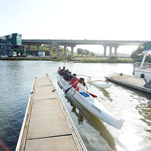 Floathouse Petaluma Hawaiian outrigger canoe.